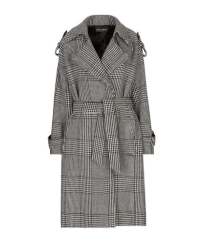 Dolce & Gabbana Check-pattern Coat In Gray