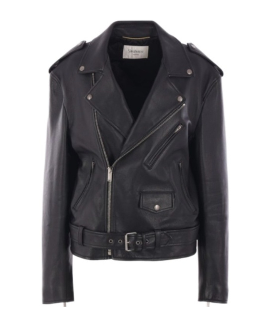 Saint Laurent Leather Jacket In Black