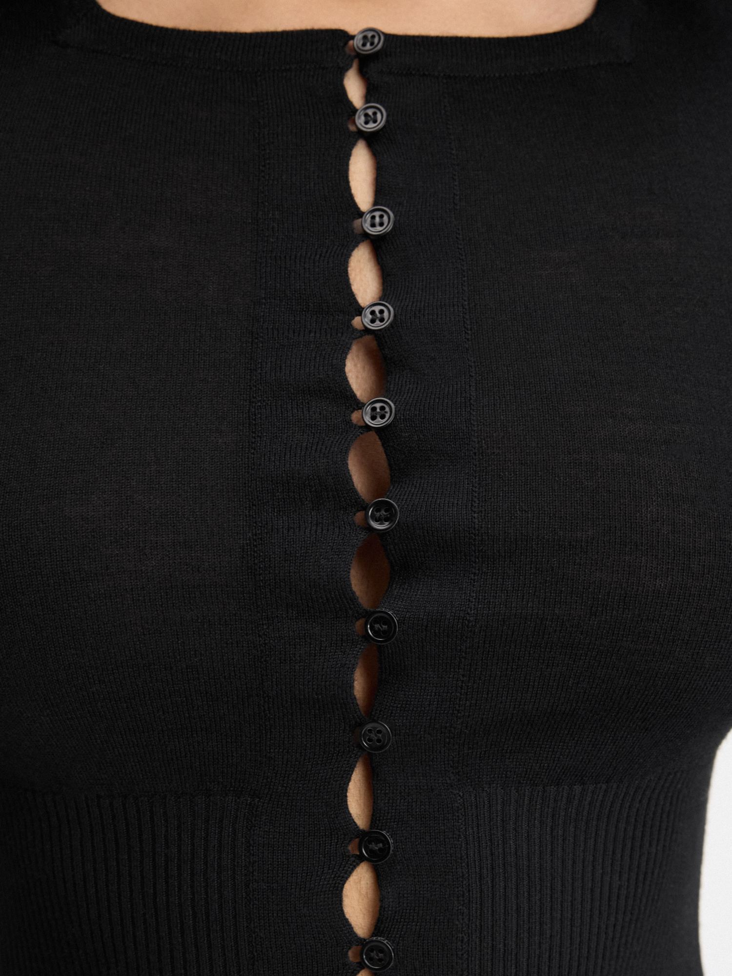 Jacquemus Woman Cardigan Black Size 6 Virgin Wool, Polyamide In Black
