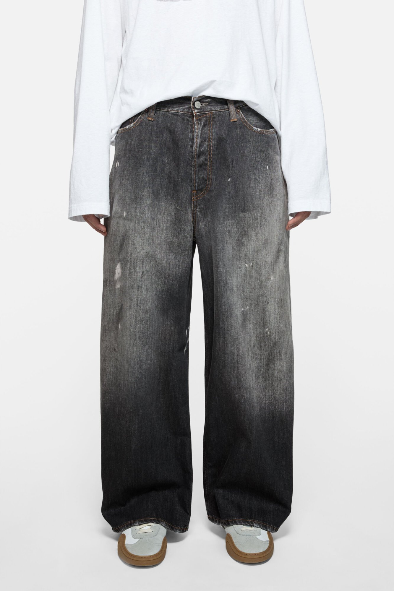 Acne Studios Denim Trousers With Belt Loops In Black