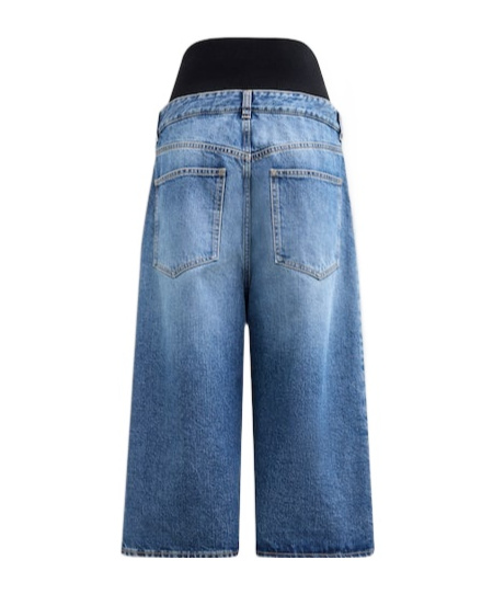 ALAÏA ALAÏA KNITTED WAISTBAND DENIM BERMUDA SHORTS