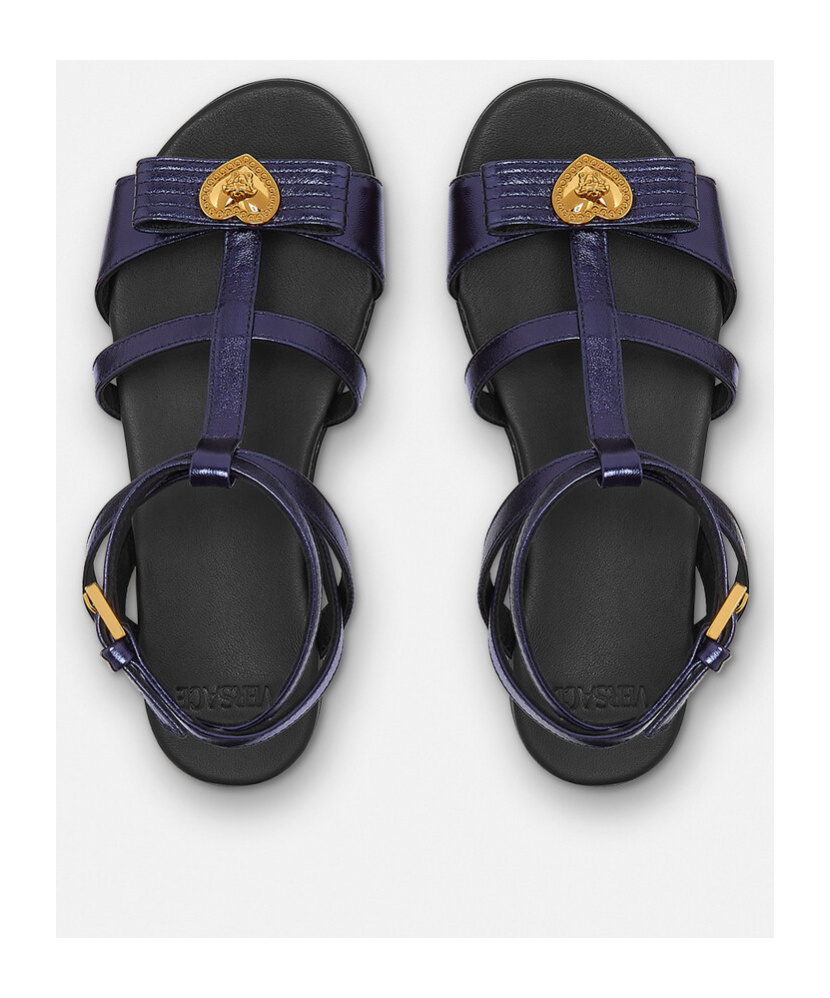 Versace Gianni Logo Sandals In Black