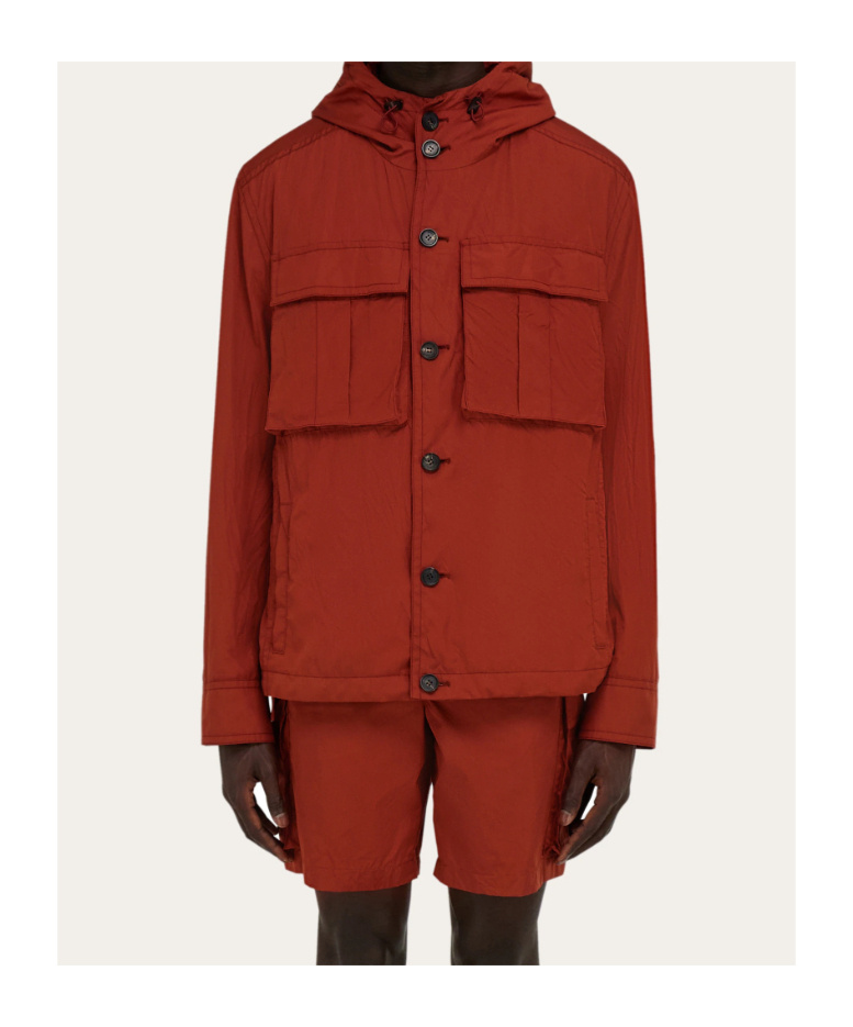 Ferragamo Hooded Jacket In Red