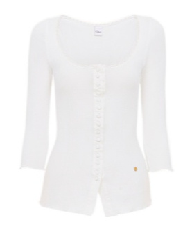 Chloé Fitted Cotton Cardigan With Deep Neckline In White