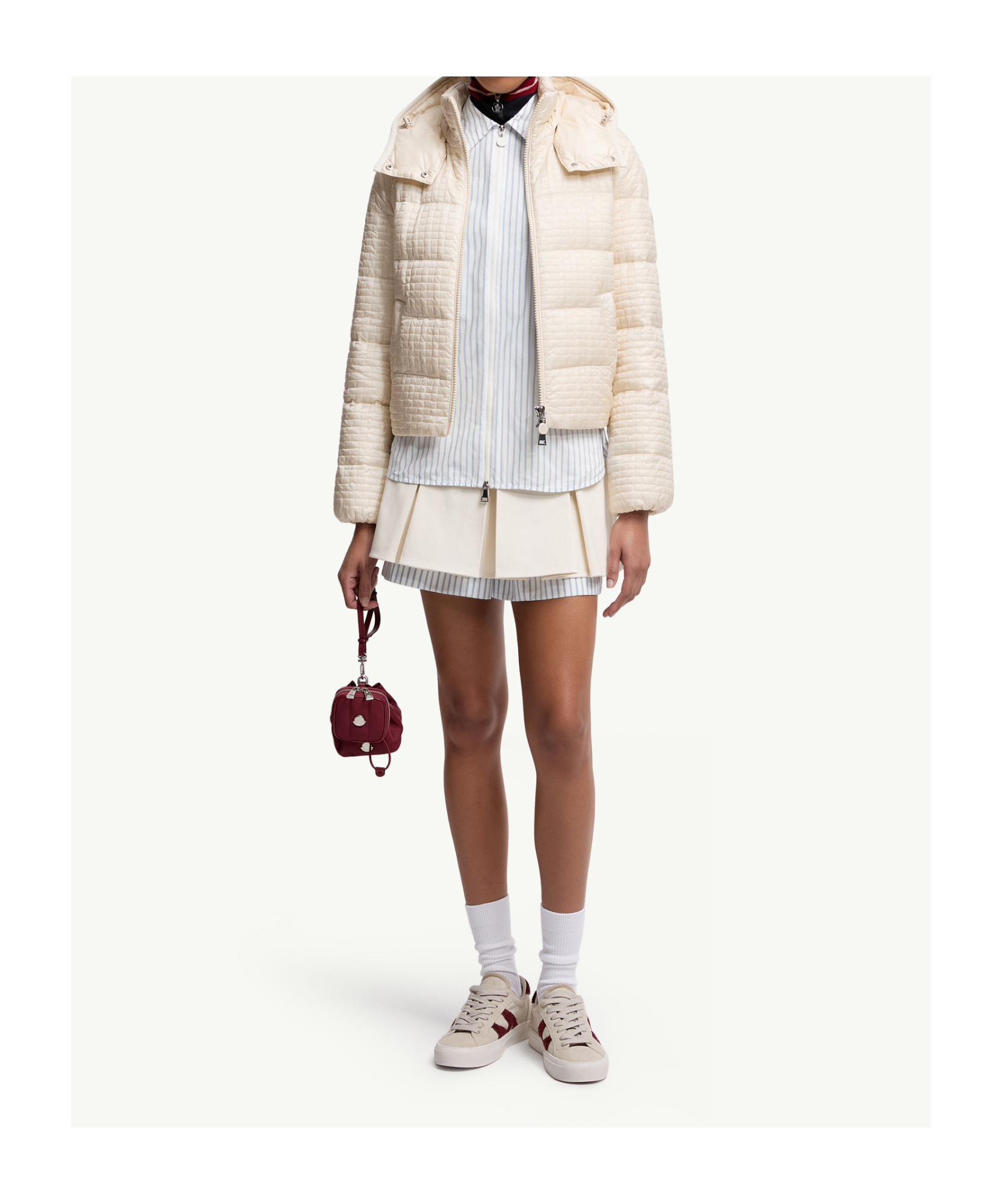 Moncler Gisors Geometric-quilted Hooded Short Down Jacket In White