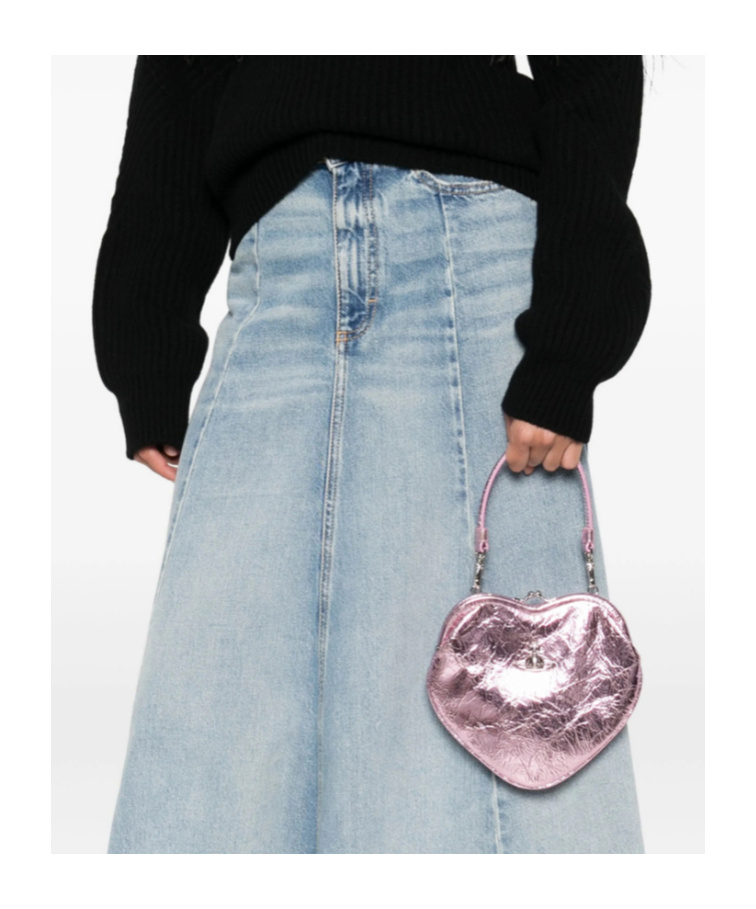 Vivienne Westwood Heart-shaped Metallic Clutch Bag In Pink