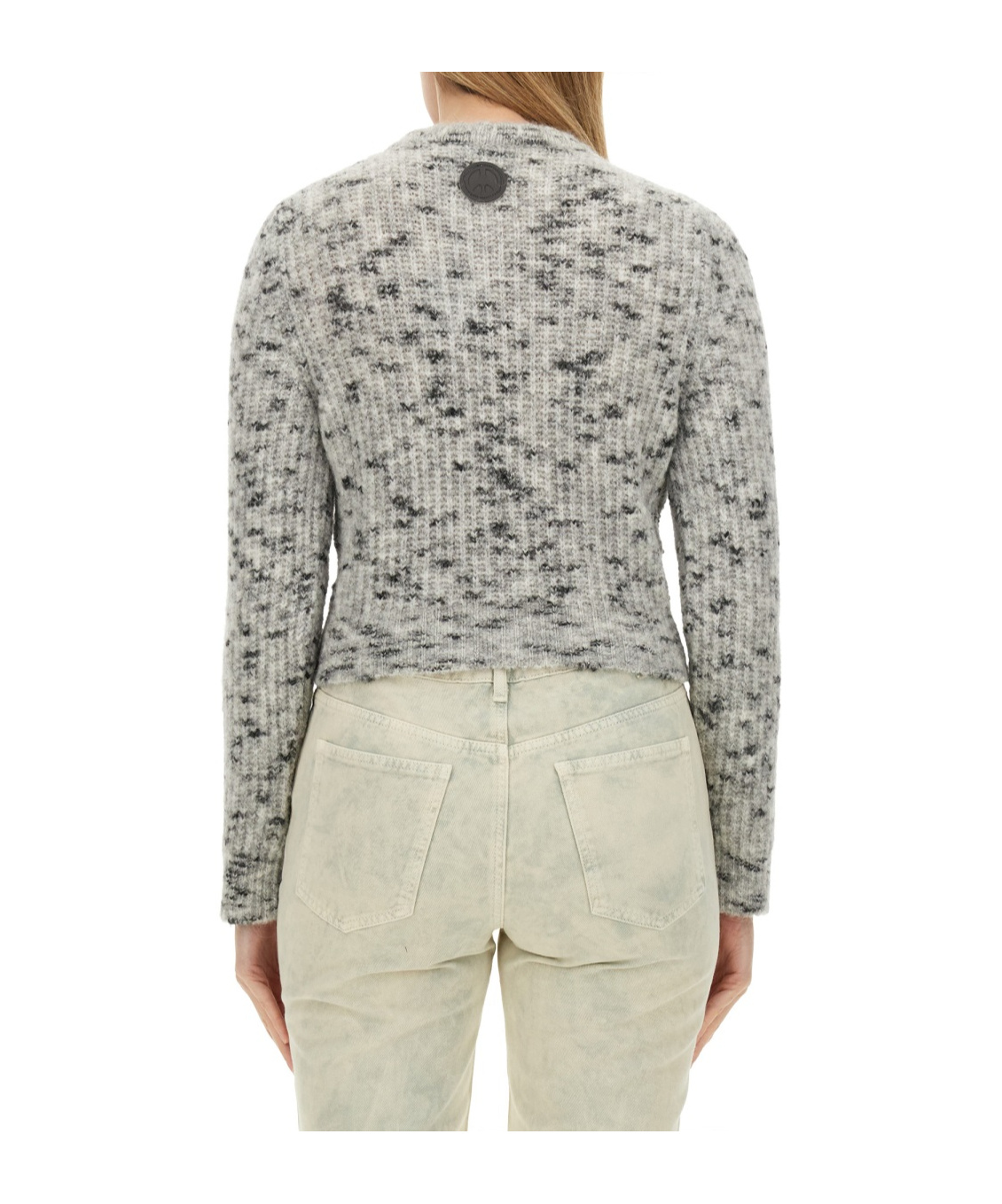 Moschino Textured Knit Cropped Sweater In Nude