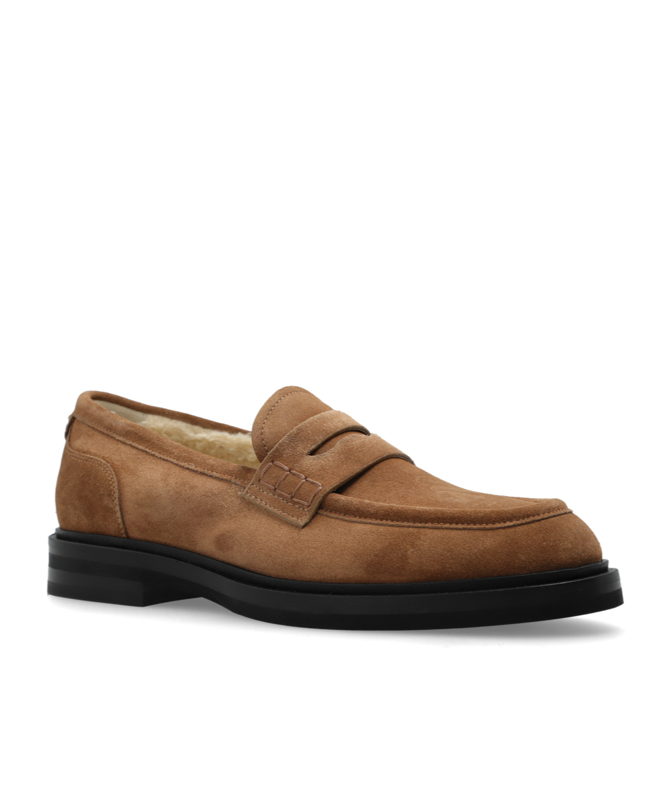 Dolce & Gabbana Dg Logo Suede Penny Loafers In Brown