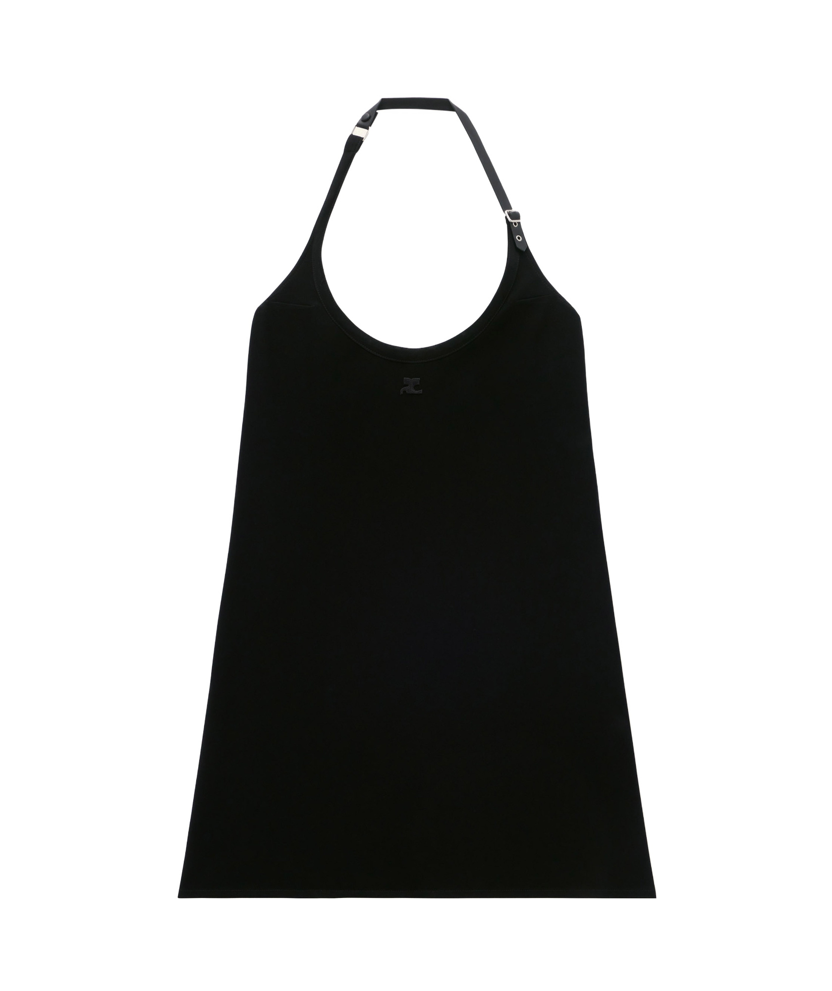 Courrèges Courregès Buckle Babydoll Vinyl Dress In Black
