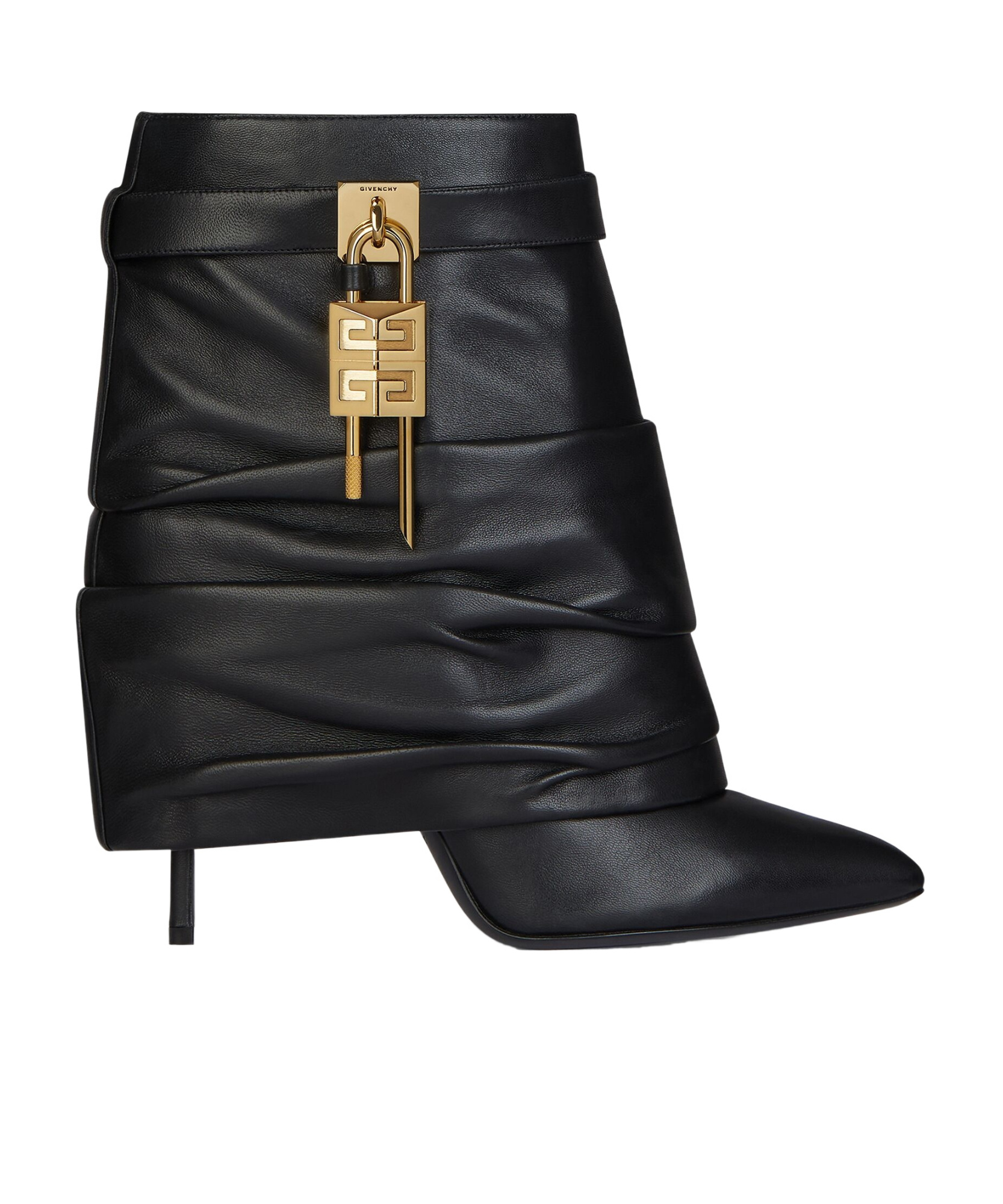Givenchy Women Black Nappa Leather Shark Lock Stiletto Ankle Boots In Black