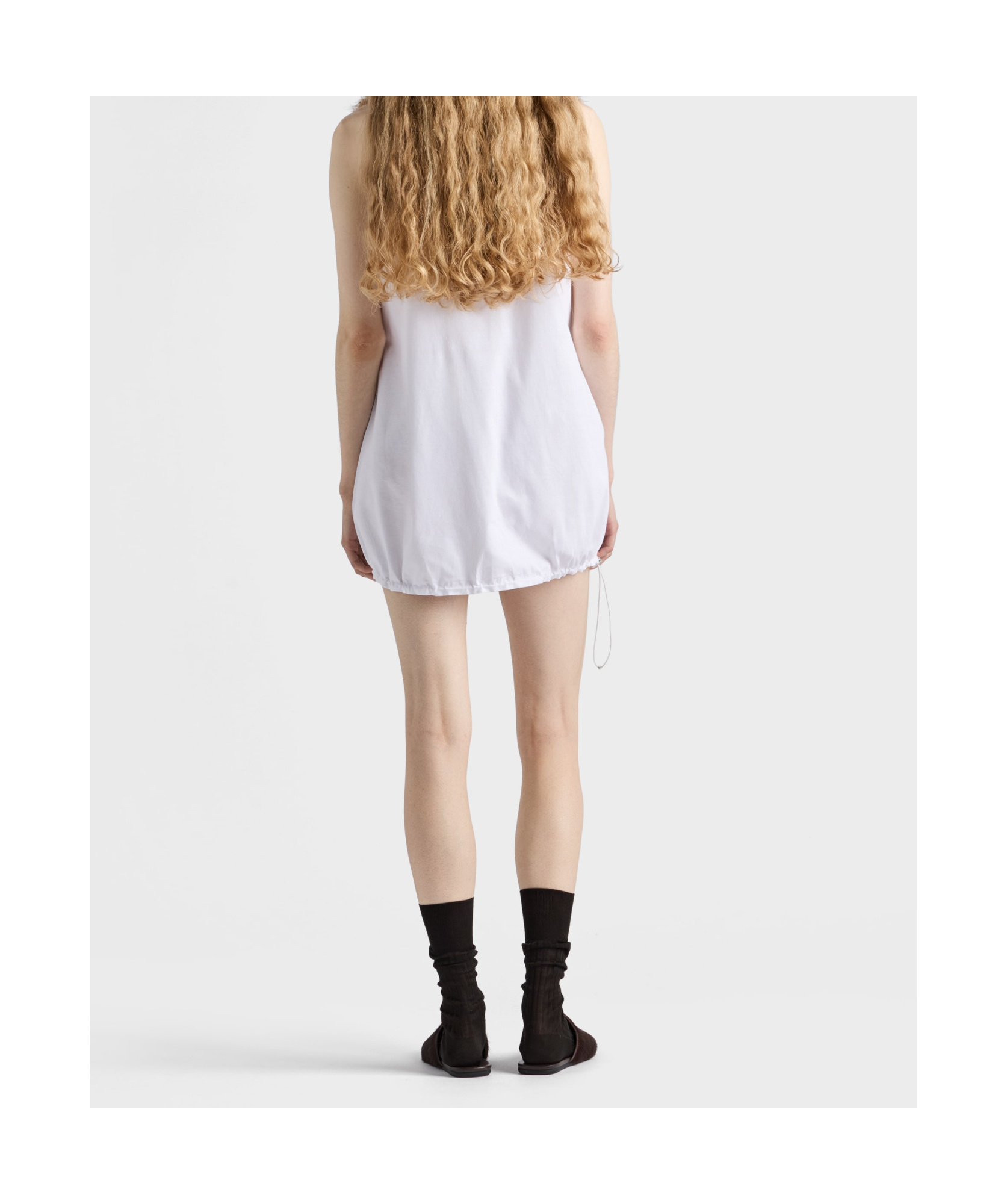 Prada Reversible Cotton Jersey And Re-nylon Mini-dress In White