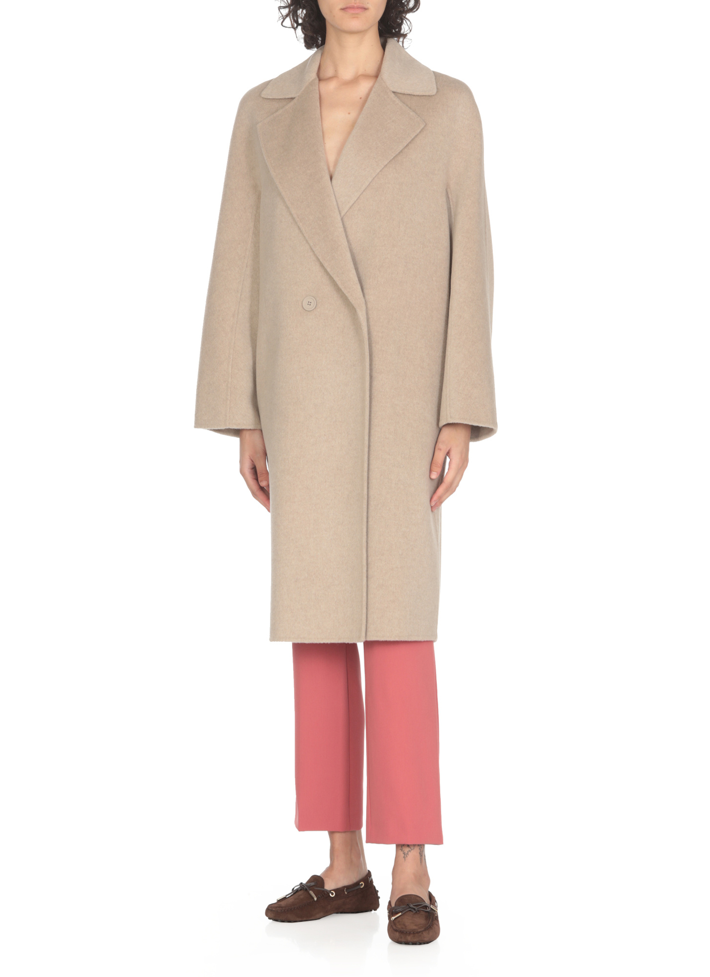 Max Mara Double-breasted Coat In Nude