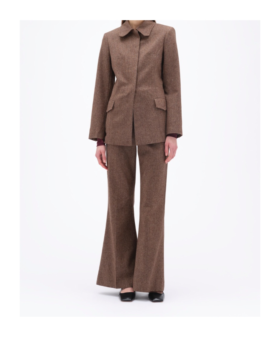 Remain Birger Christensen Herringbone Wool Suit Coat In Green