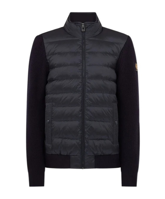 Belstaff Mens Dark Ink Circuiteer Padded Wool Blend Cardigan In Black