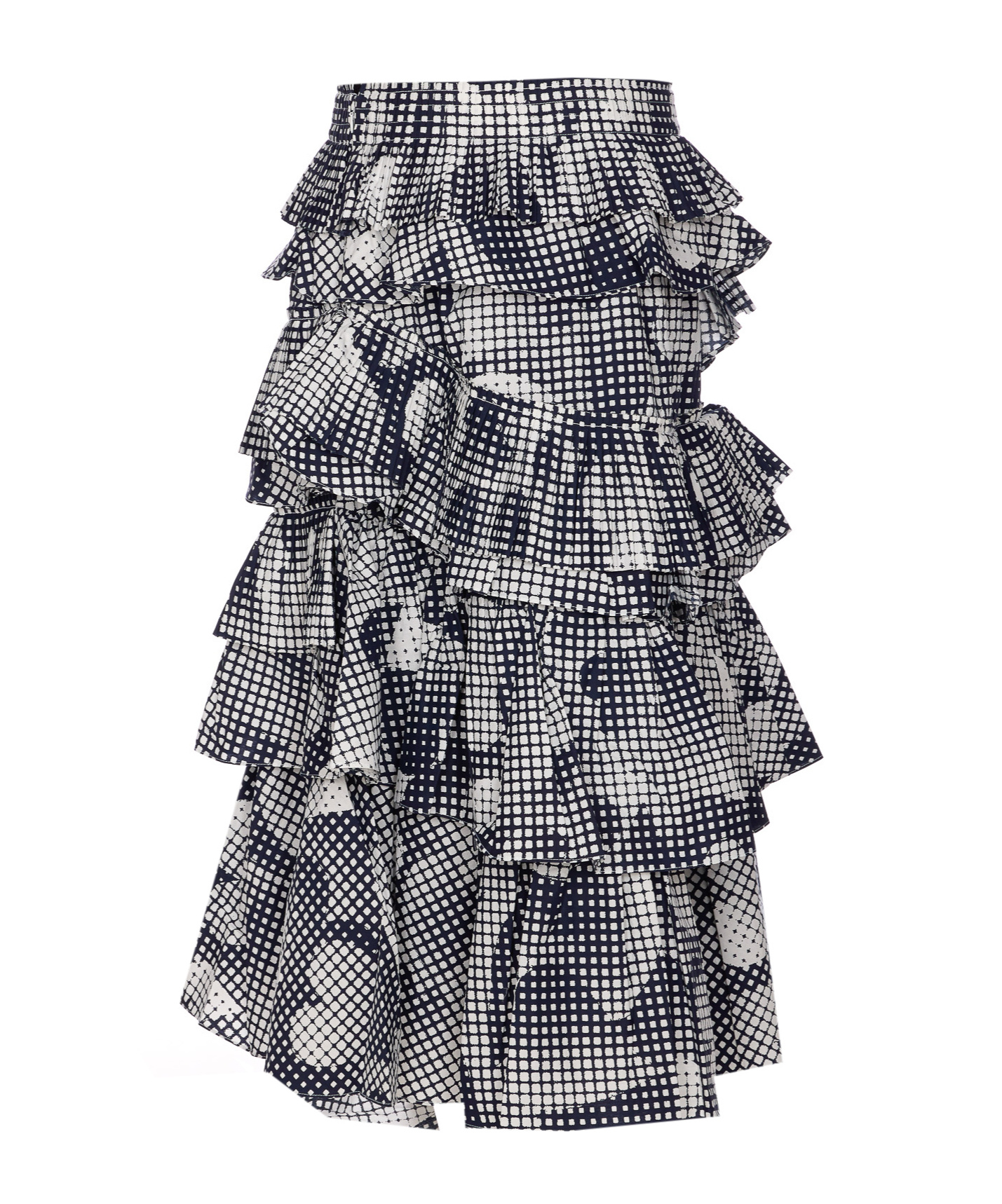 Essentiel Antwerp Tiered Ruffle Skirt With Checkered Pattern In Black