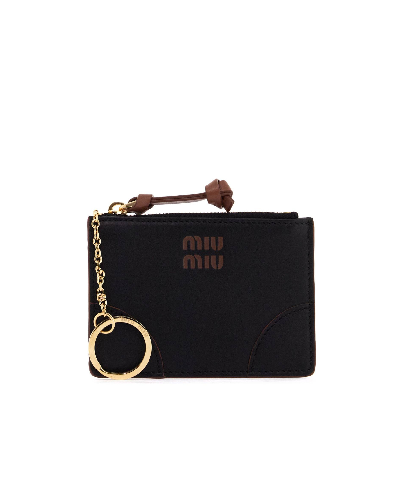 Miu Miu Logo Zipper Clip In Black
