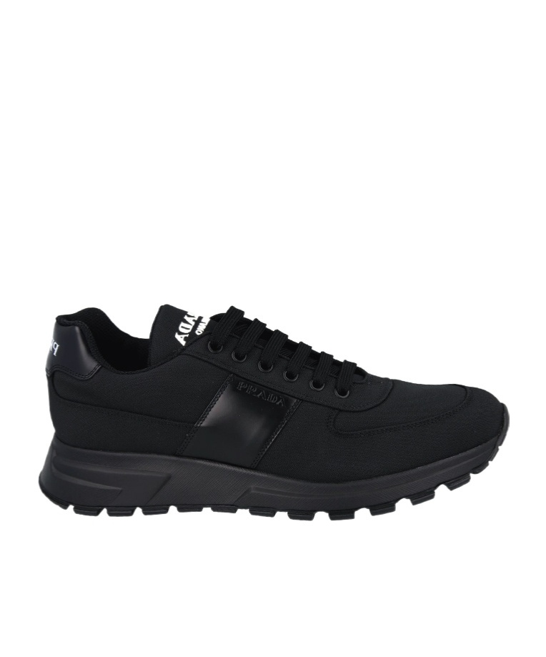 Prada Round-toe Sneakers In Black