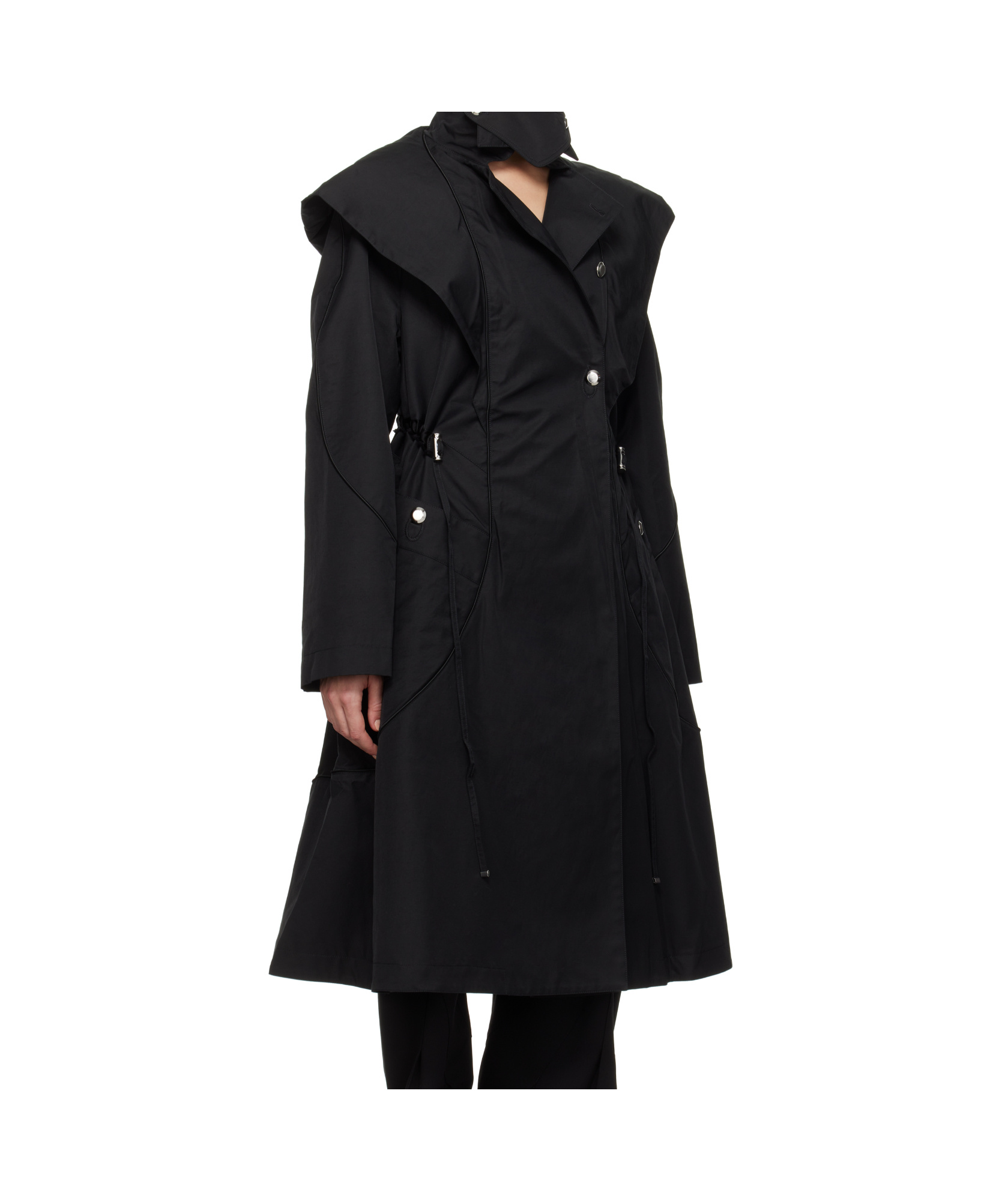 Kiko Kostadinov Black Herne Hooded Trench Coat In Black