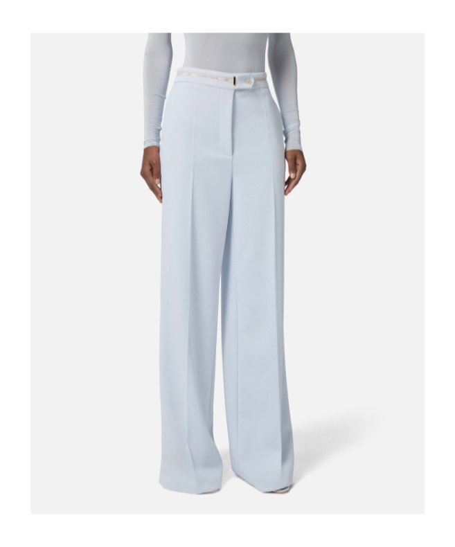 Elisabetta Franchi Logo-ribbon Trousers In Silver