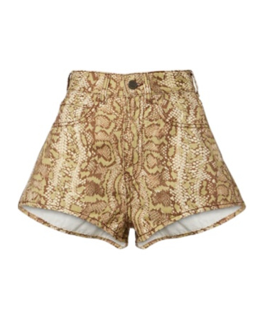 Alemais Boa Snake-print Denim Shorts In Animal Print