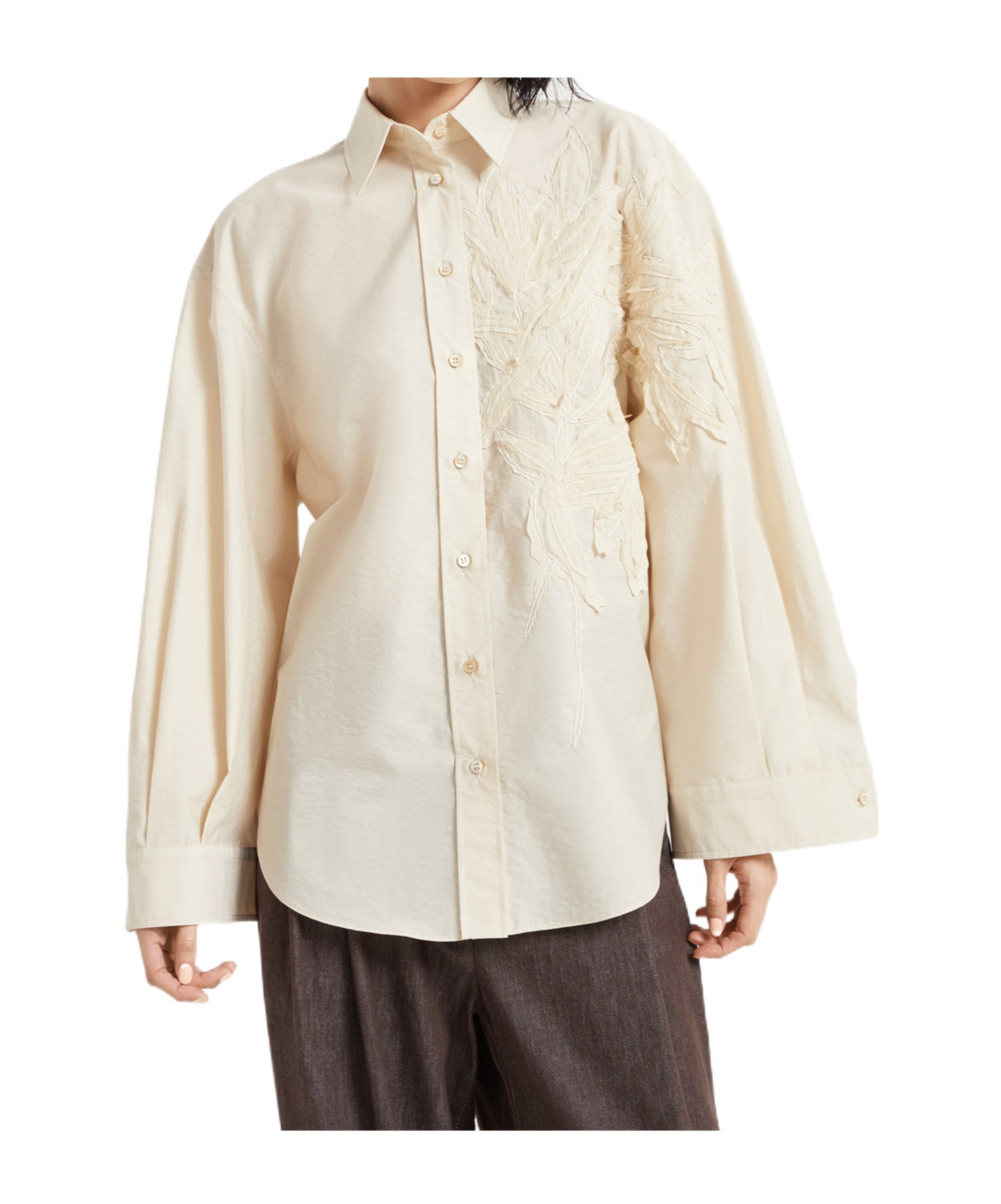 Brunello Cucinelli Flora Applique Shirt In White