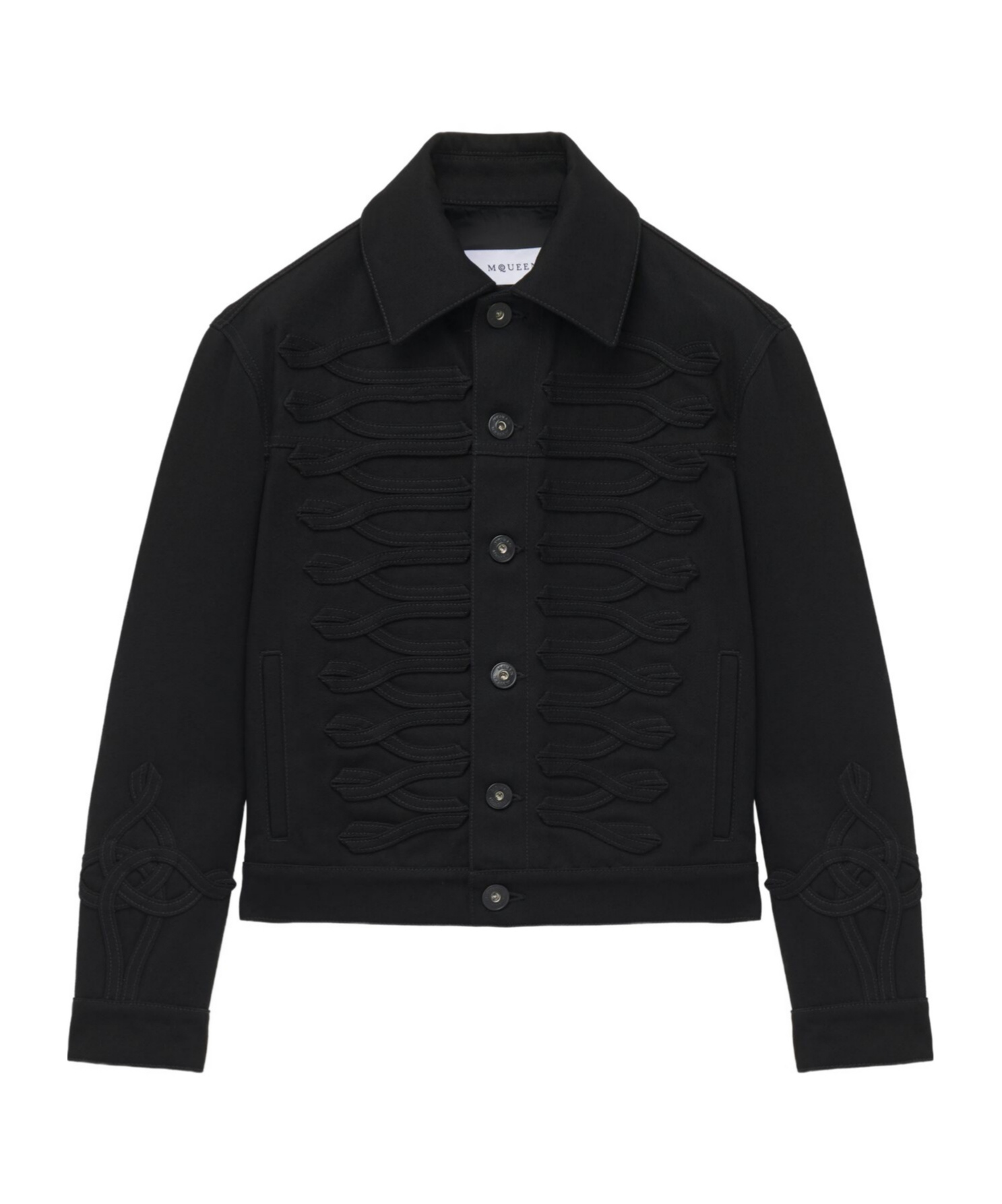 Alexander Mcqueen Button Detail Denim Jacket In Black