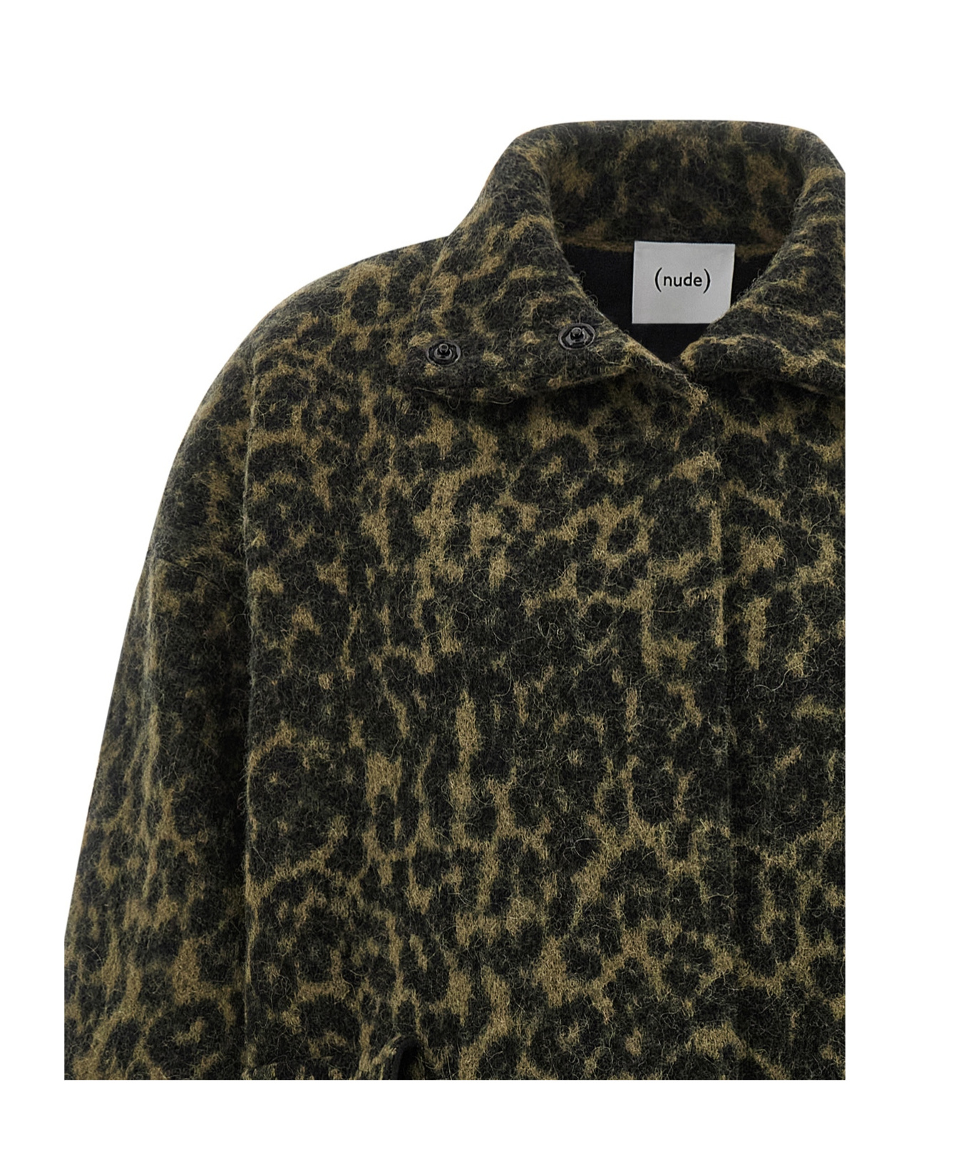 Nude Long Animal Print Wool Blend Coat In Animal Print