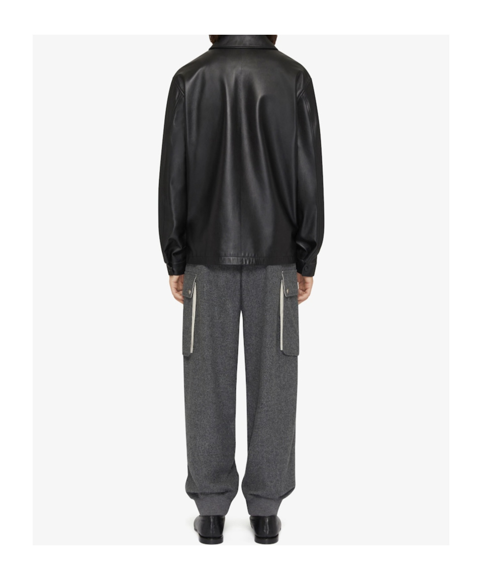Givenchy Long-sleeved Leather Jacket In Black