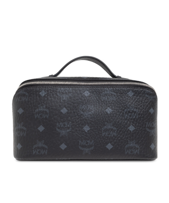 Mcm Visetos Printed Wash Bag In Black