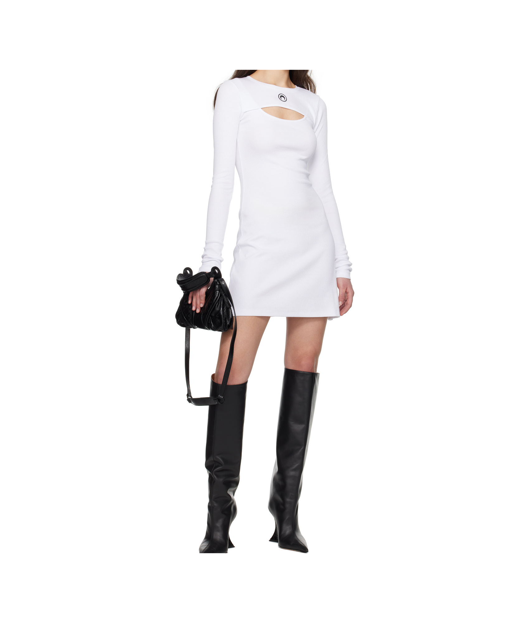 Marine Serre Fitted Mini Cut-out Dress With Crewneck And Flare Silhoutte
