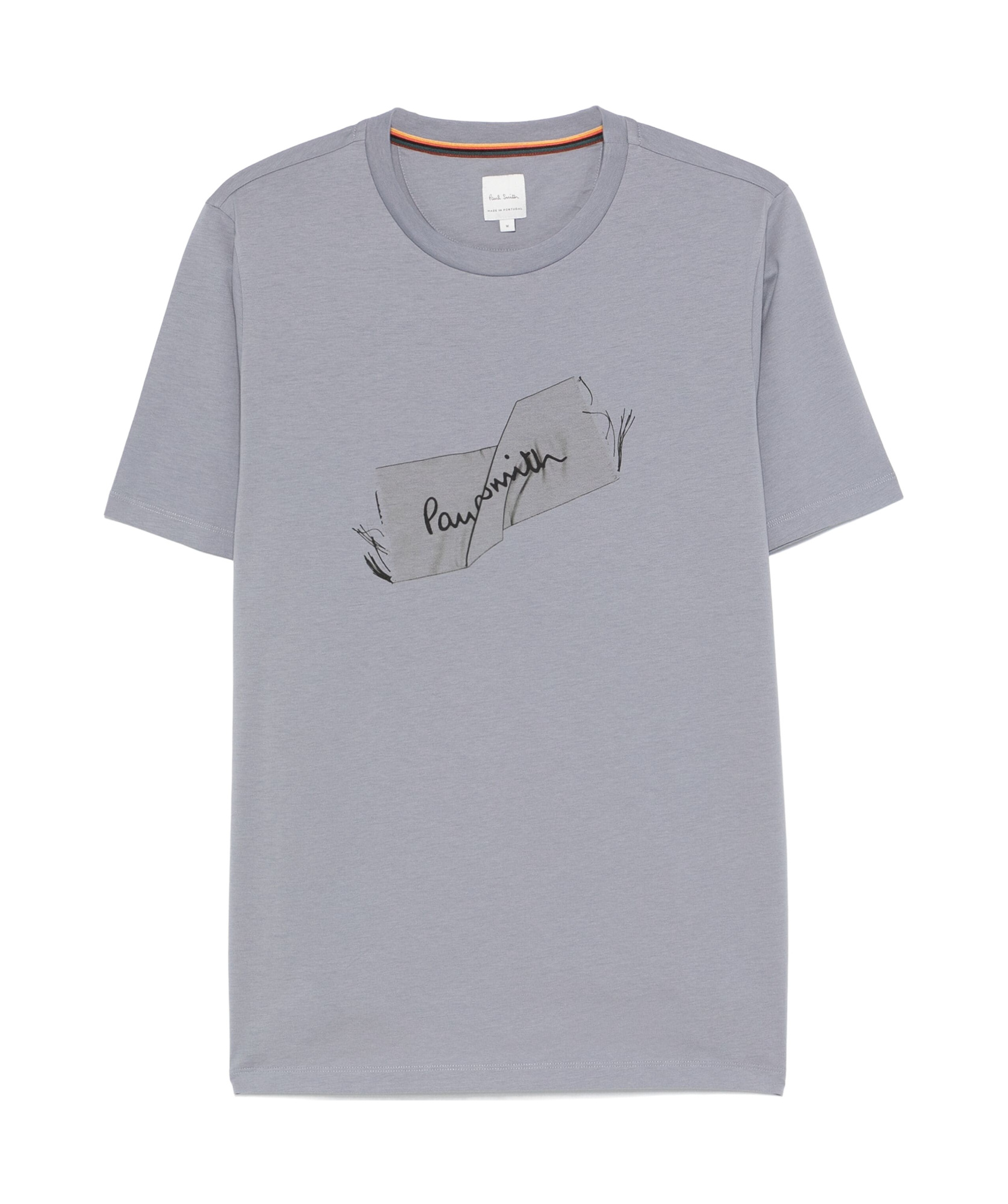 Paul Smith Label Print Crewneck T-shirt In Gray