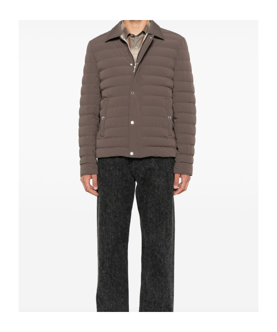 Brunello Cucinelli Short Quilted Down Jacket With Side Pockets In Brown
