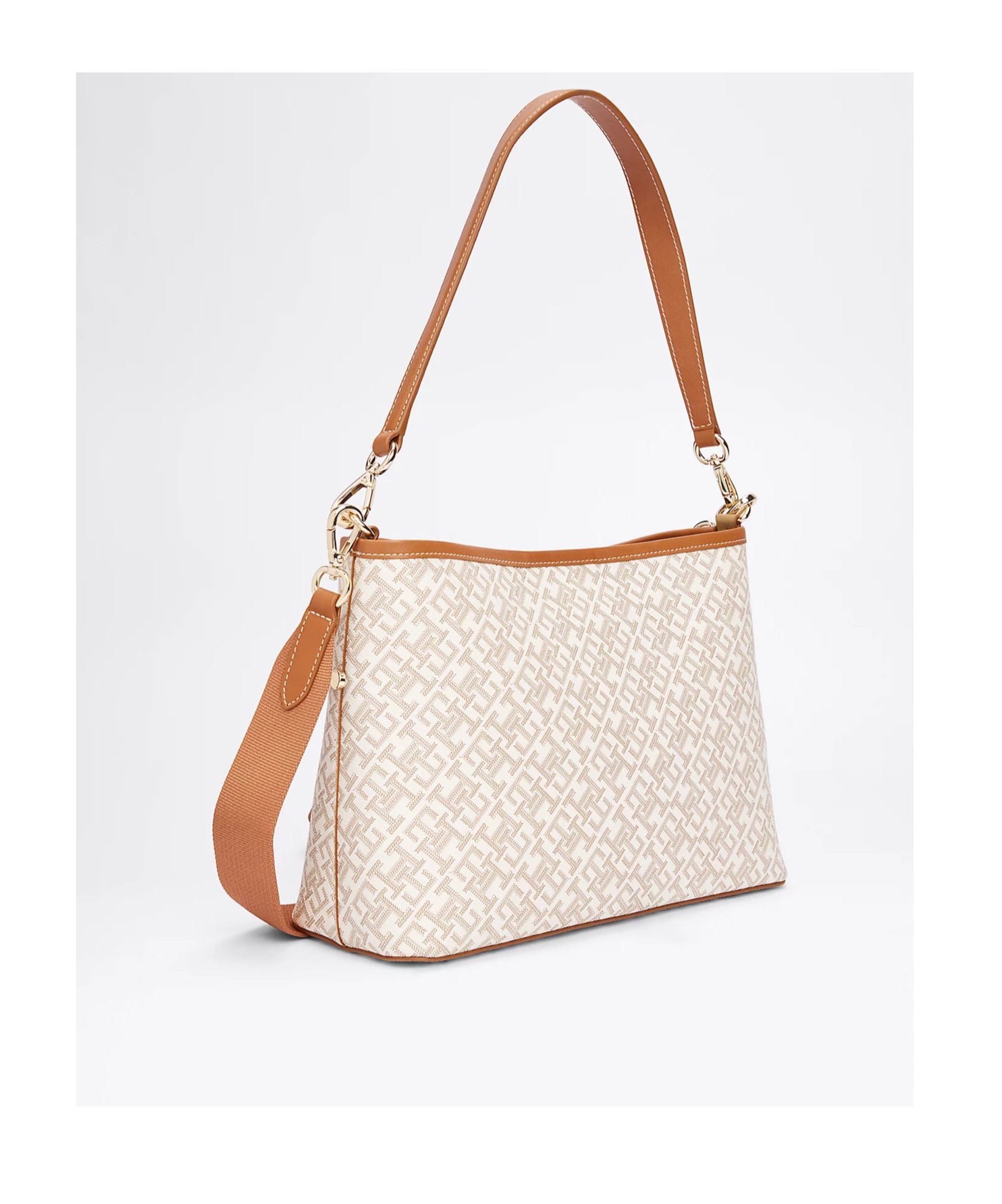 Tommy Hilfiger Th Monoplay Smooth Shoulder Bag In Nude