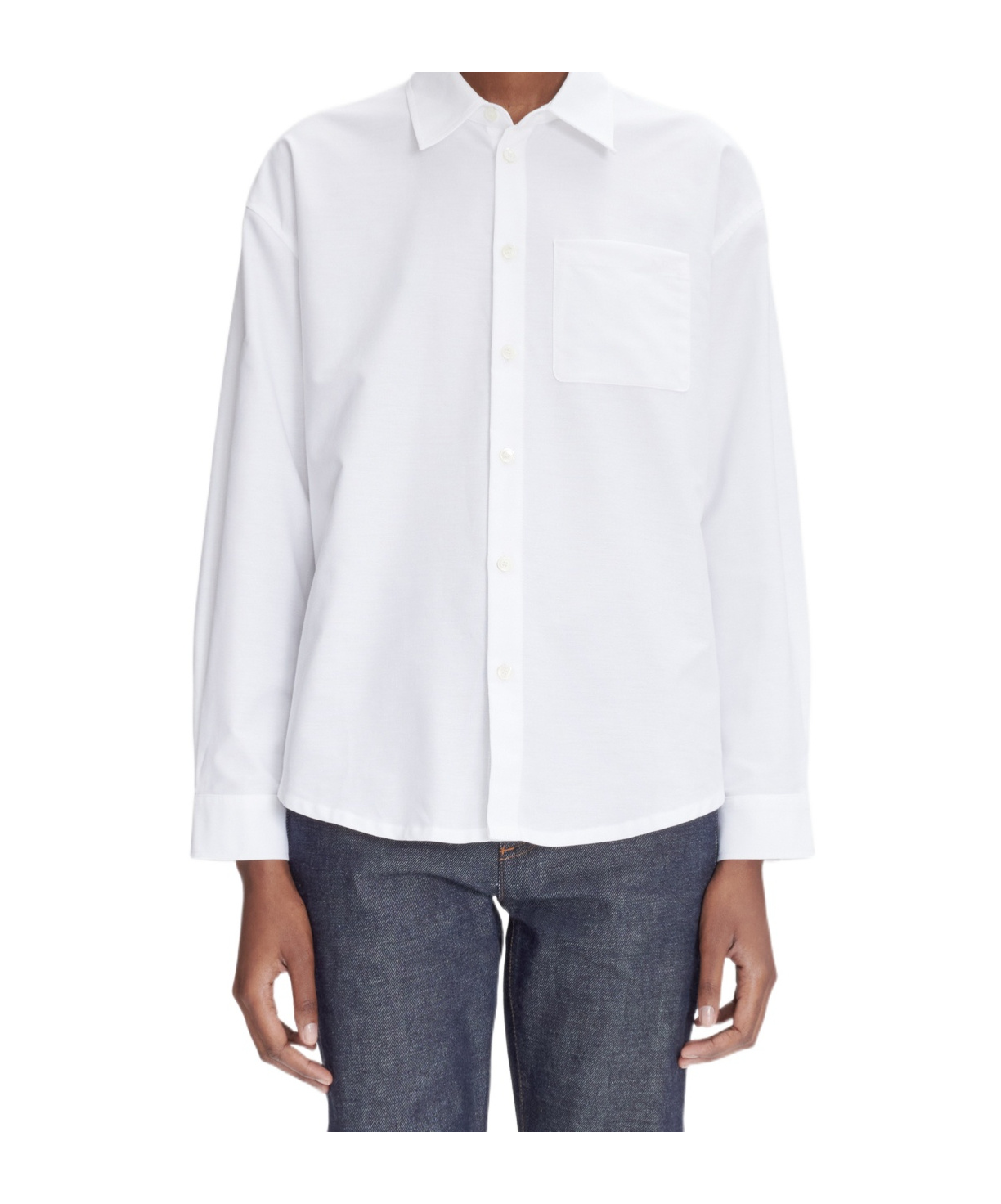 Apc A.p.c. Long-sleeved Straight-hem Shirt In White