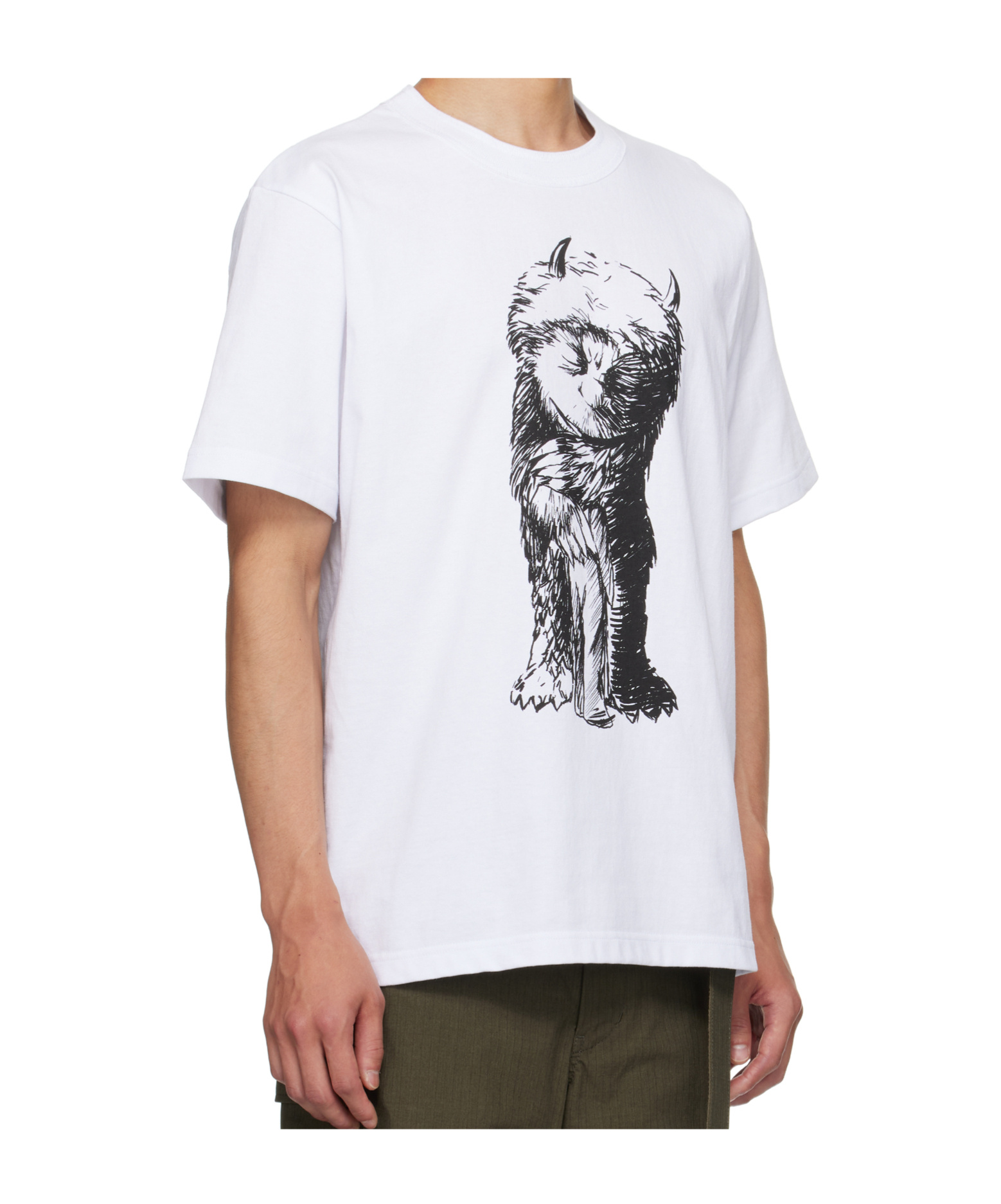 Sacai Graphic-print Cotton T-shirt In White