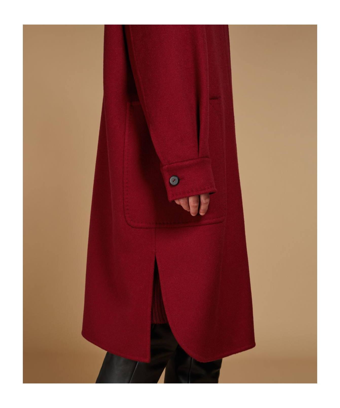 Max Mara Long-sleeved Cashmere Coat In Red