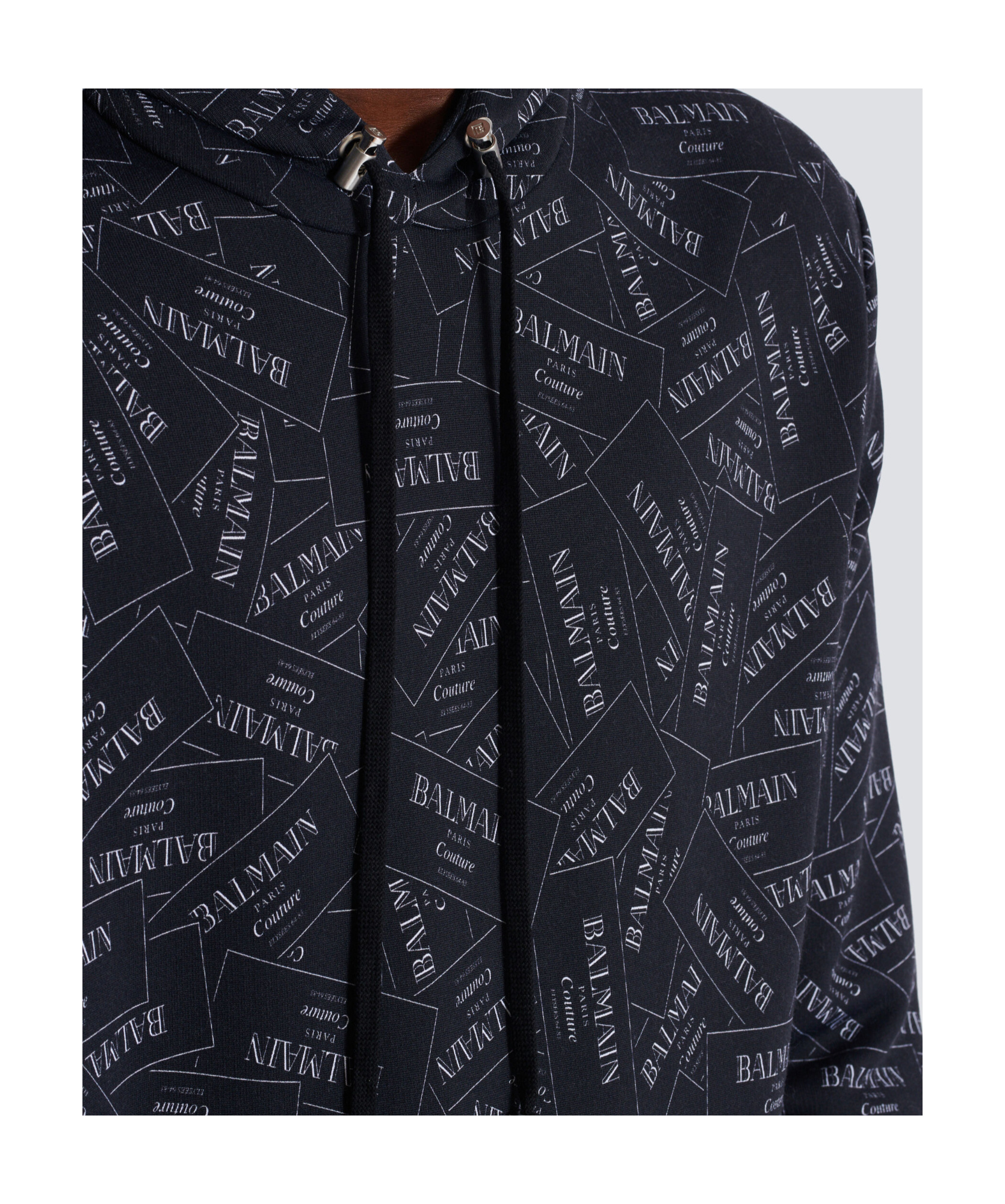 Balmain Couture Label-print Hoodie In Black