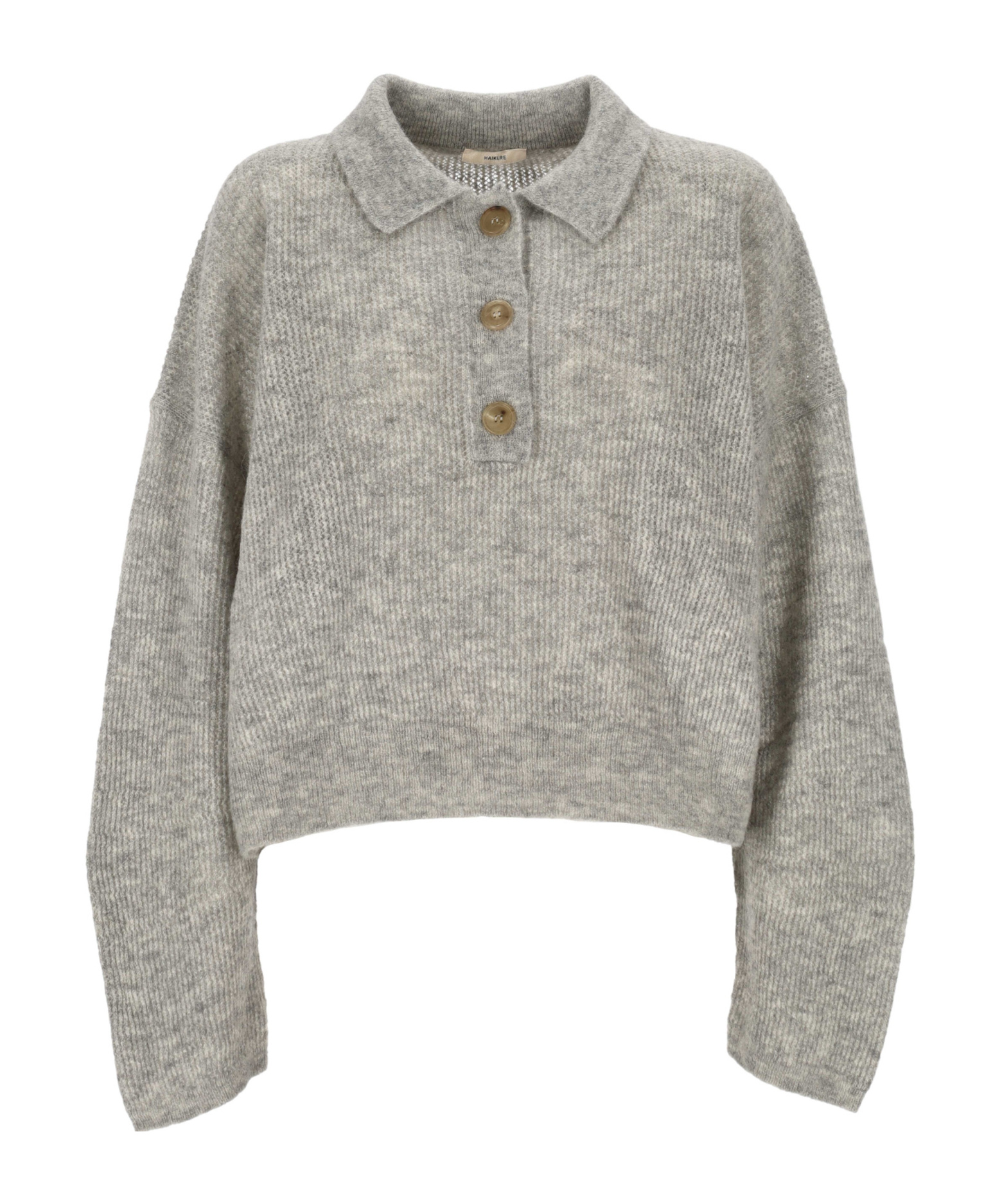 Haikure Button Long Sleeve Sweater In Gray