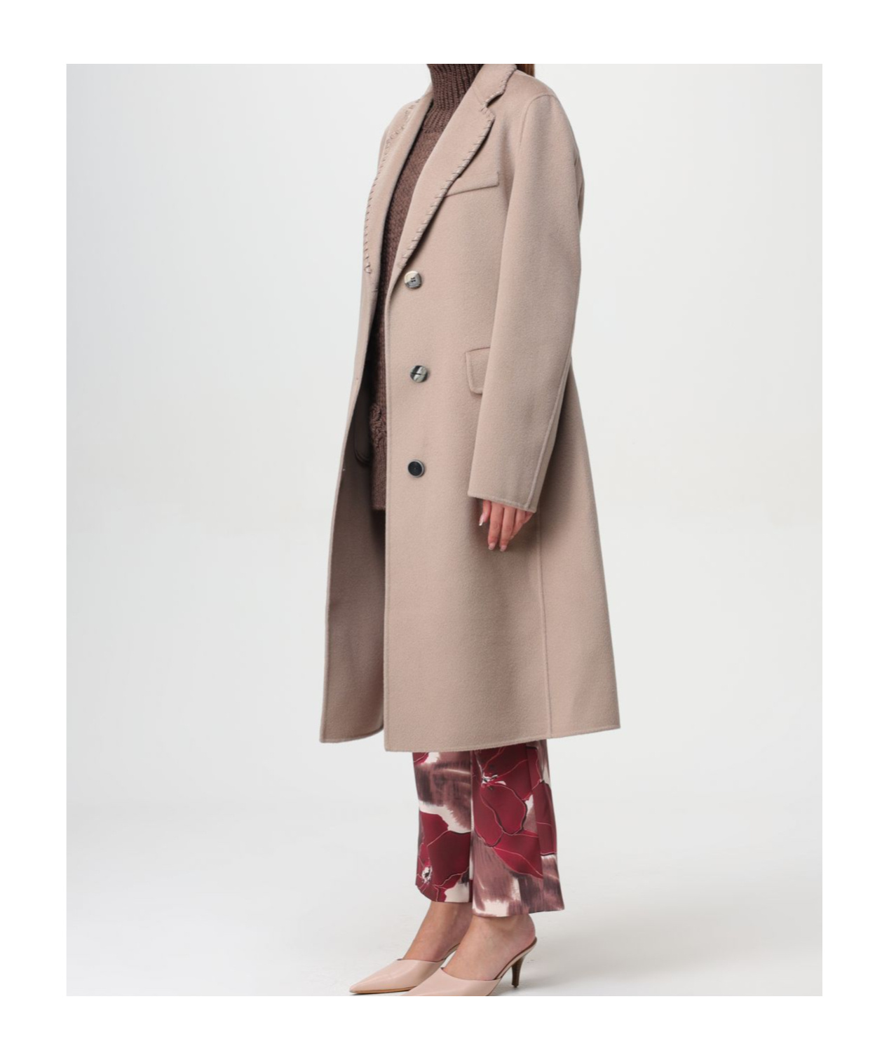 Maliparmi Stitching Coat In Nude