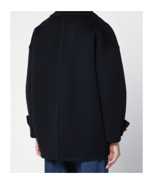 Loewe Double-breasted Wool Peacoat With Notched Collar In Black