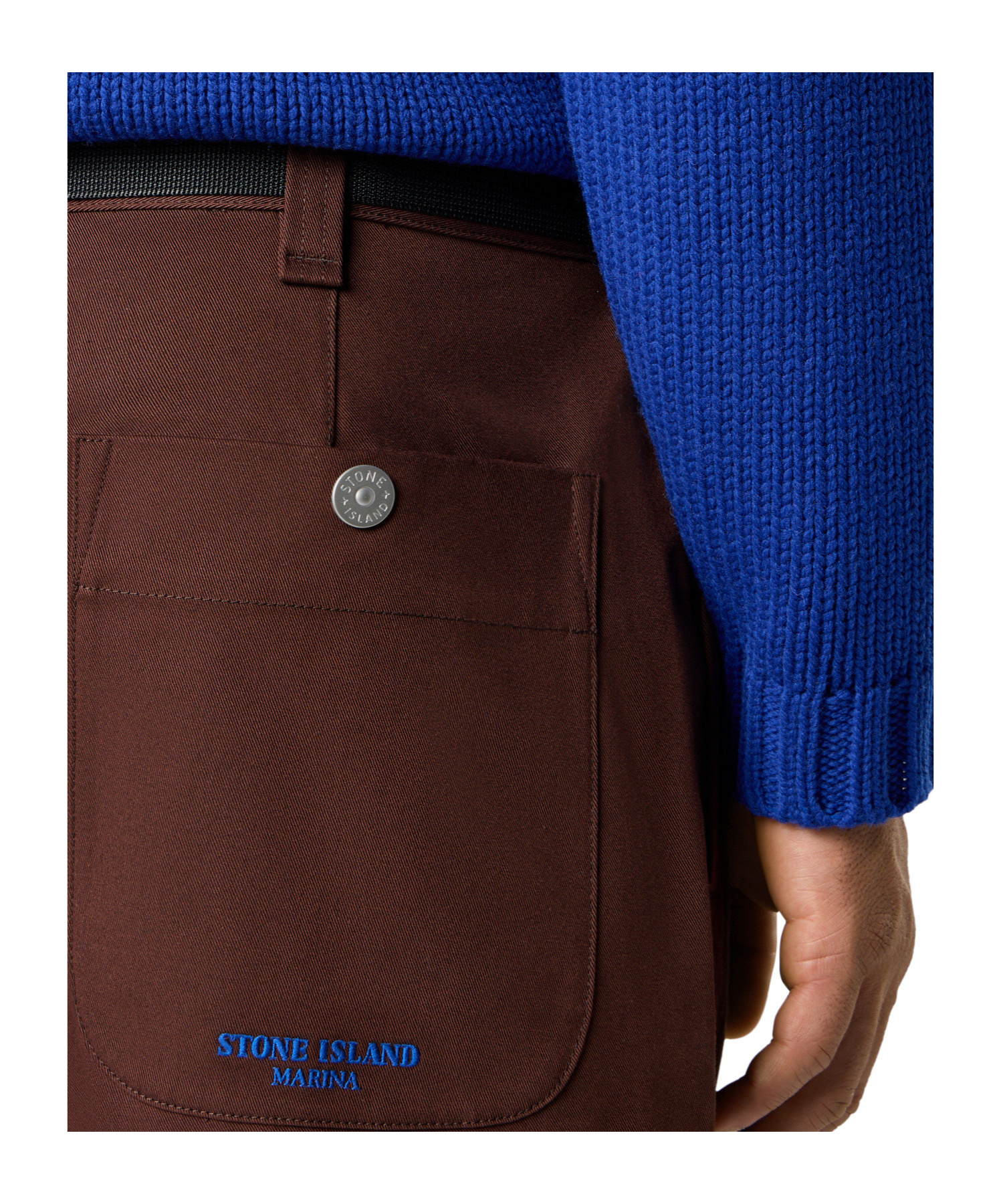 Stone Island Pleated-front Belted Trousers In Brown