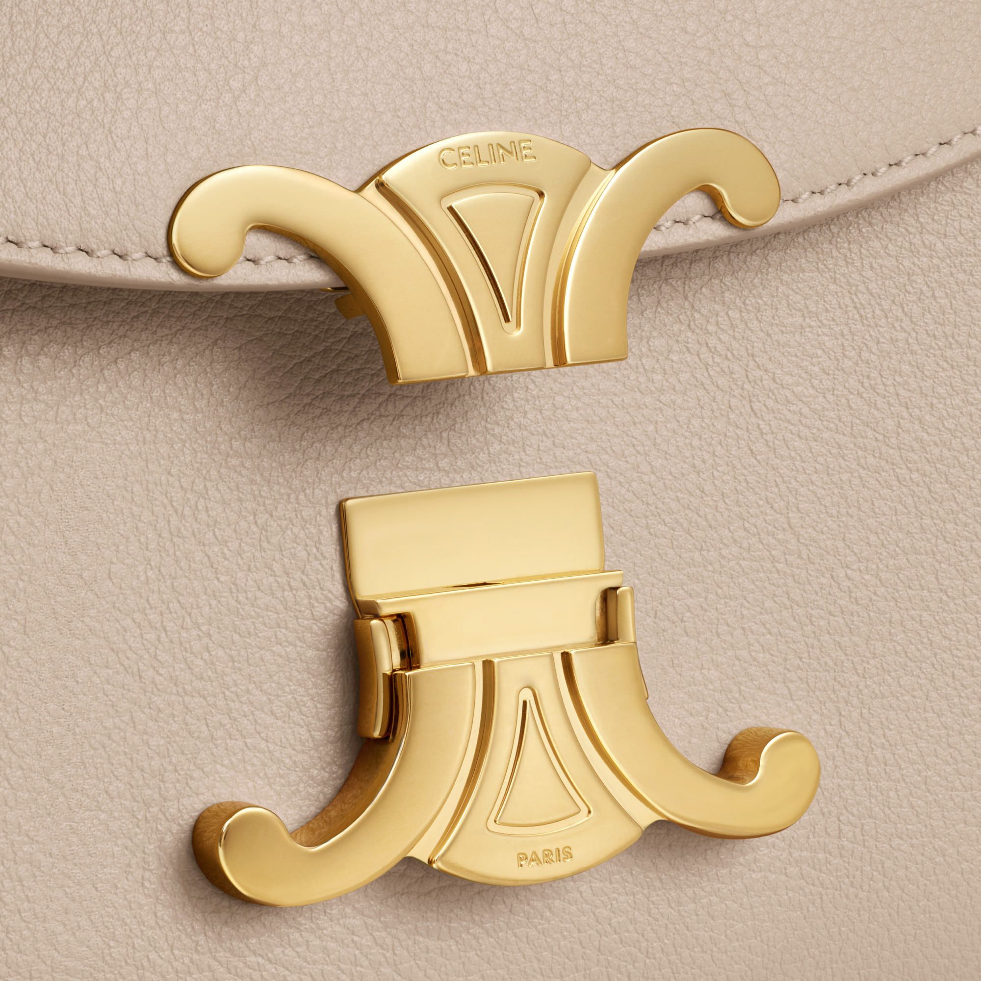 Celine Ten Nino Logo Shoulder Bag In Nude