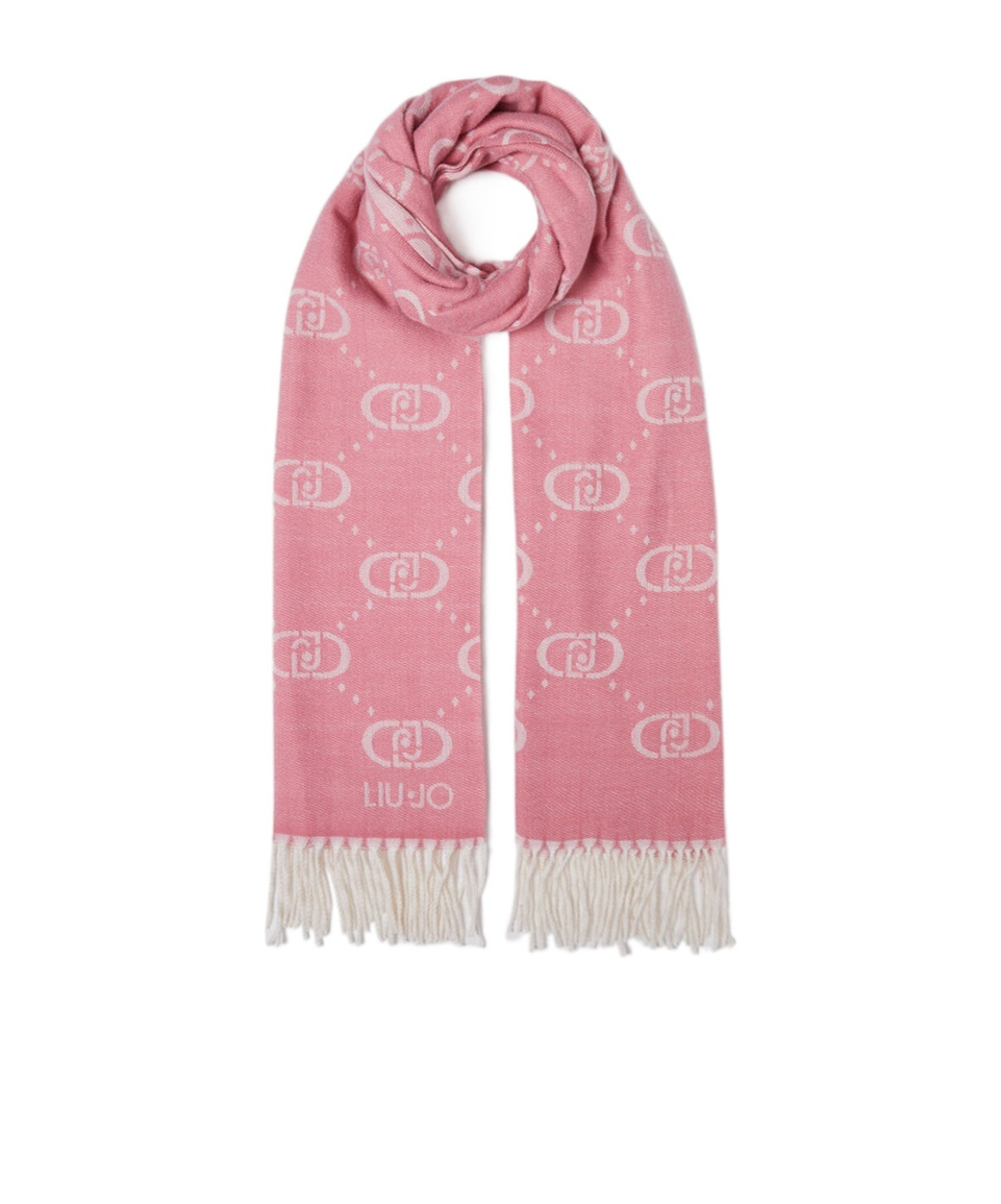 Liu •jo Jacquard Logo Scarf In Pink