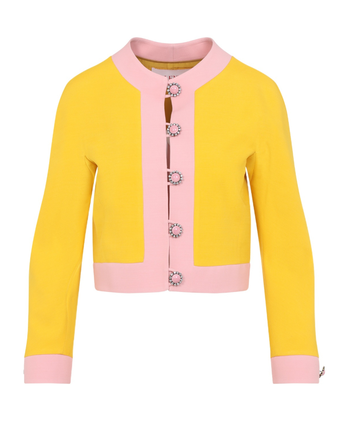Valentino Bi-color Crystal Crepe Crop Jacket In Yellow