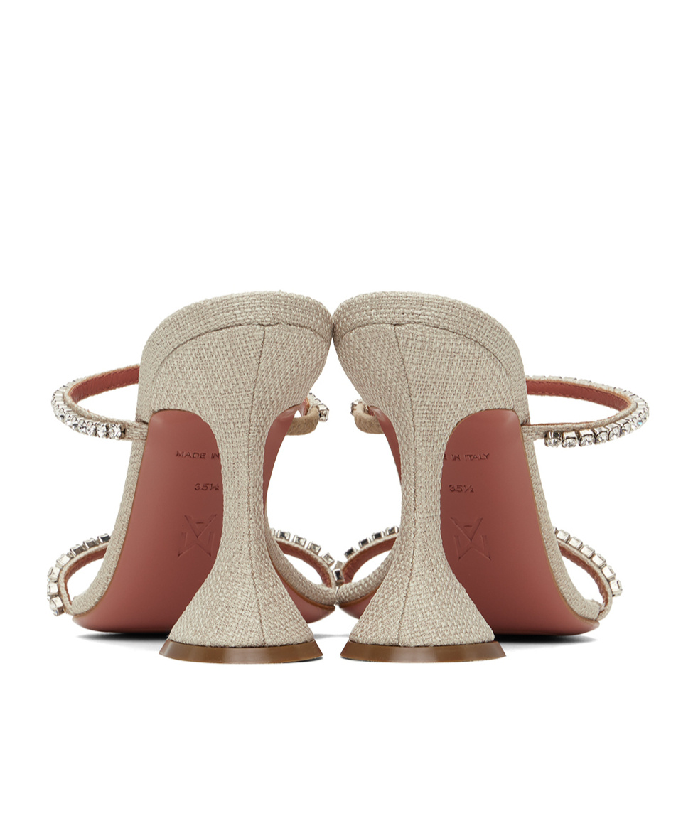 Shop Amina Muaddi Gilda High-heeled Sandals In Nude