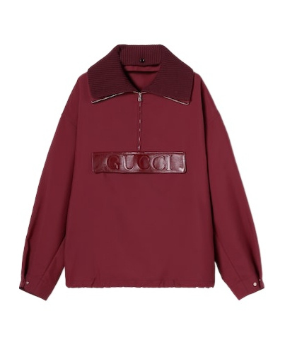 Gucci Embossed Gabardine Bomber Jacket In Red