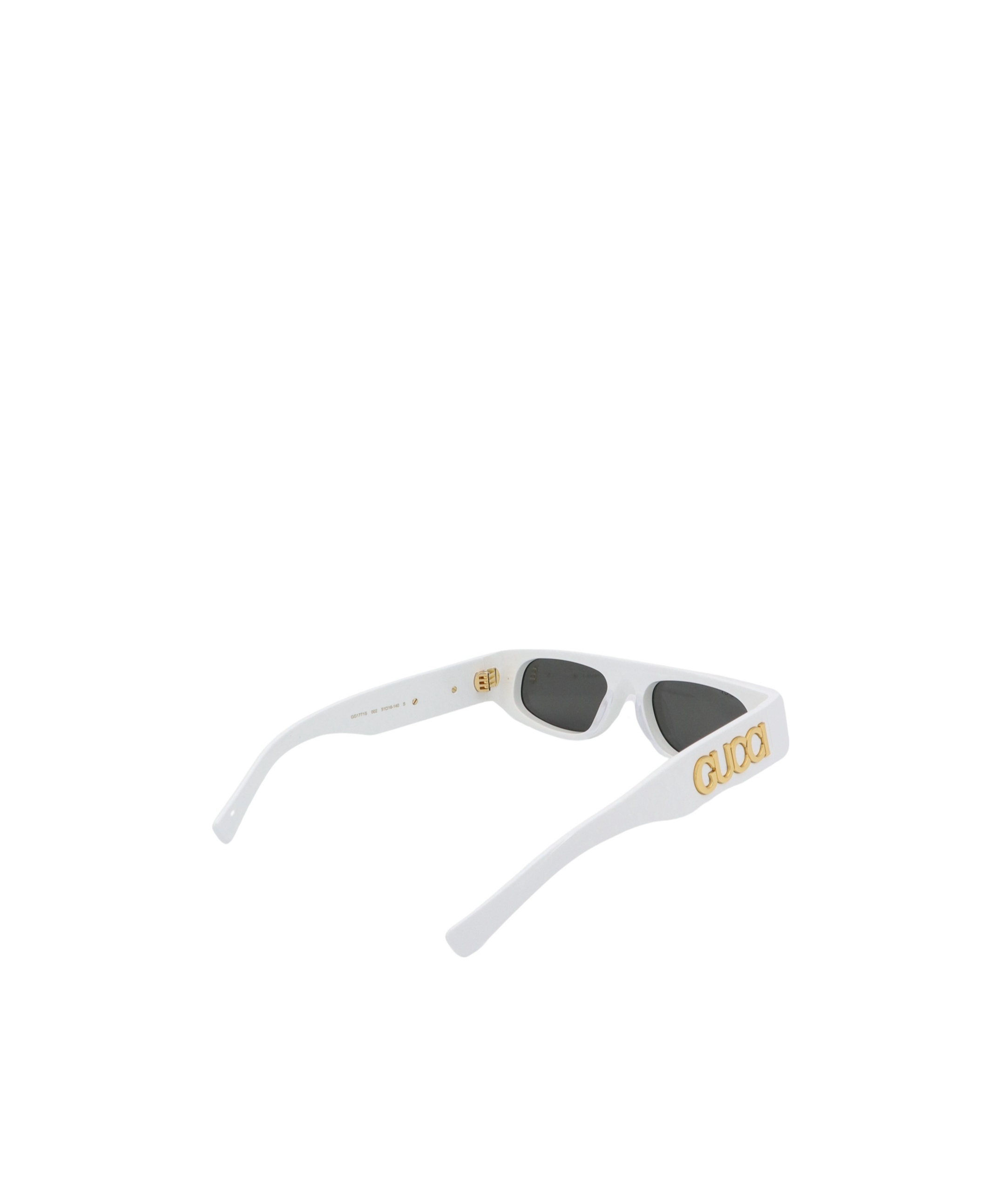 Gucci Rectangular Frame Sunglasses With Dark Rounded Lenses In White