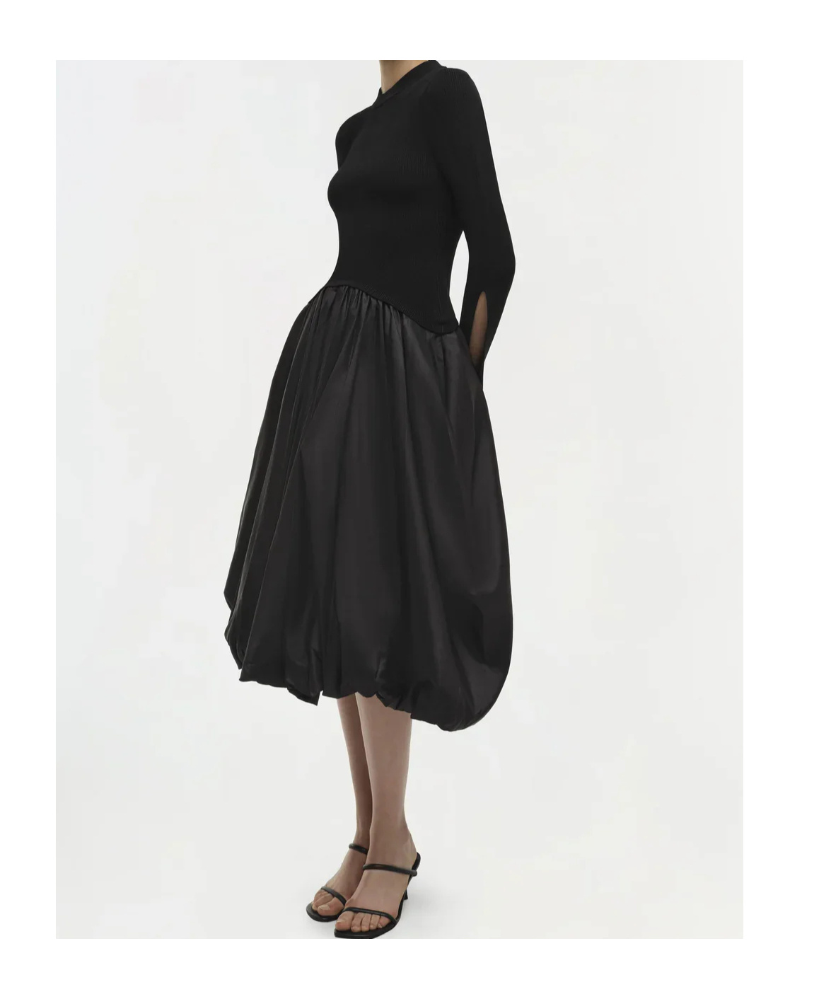 Simkhai Kenlie Stand-up Collar Midi Dress In Black