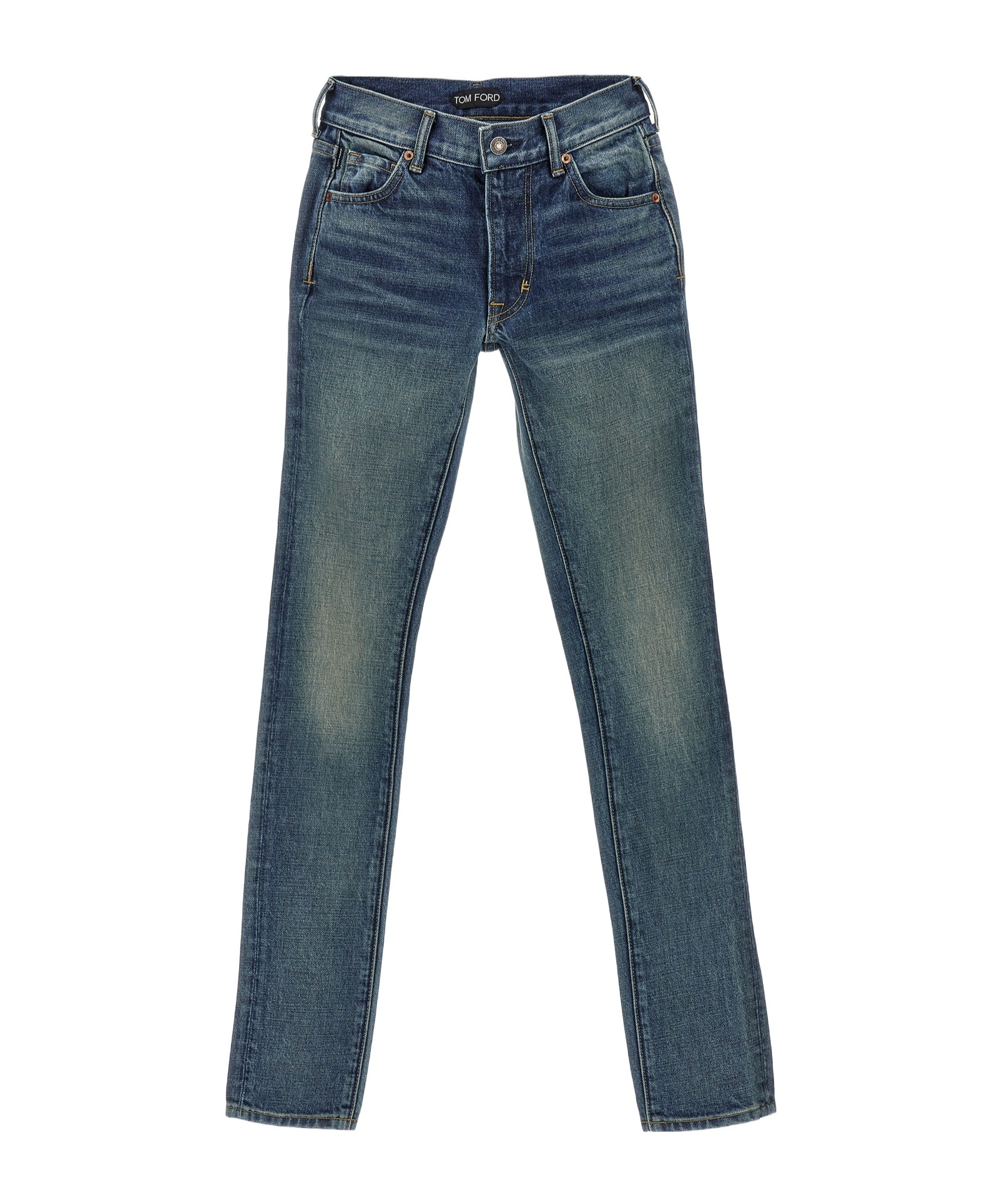 Shop Tom Ford Logo Patch Skinny Jeans In Blue
