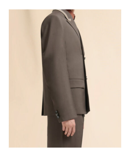 Marni Grey Double-breasted Wool Blazer With  Mending In Brown